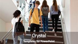  Presentation with high school students - PPT theme having high school students walking background and a wine colored foreground