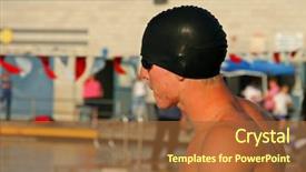  Presentation with athletes - Presentation theme with high school swim meet background and a red colored foreground