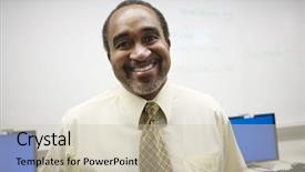  Presentation with of a computer lab - Beautiful slides featuring high school teacher in computer backdrop and a soft green colored foreground