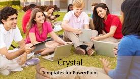  Presentation with high school diversity - Amazing presentation theme having high school teacher sitting outdoors backdrop and a yellow colored foreground