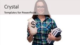  Presentation with university - Colorful slide deck enhanced with high school tuition - concept of expensive university books backdrop and a light gray colored foreground