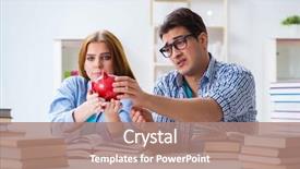  Presentation with pay - Cool new PPT theme with high school tuition - two students checking savings backdrop and a coral colored foreground