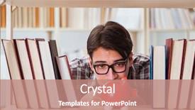  Presentation with student - Presentation design having high school tuition - young student in expensive textbooks background and a coral colored foreground