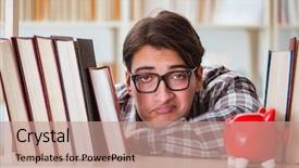  Presentation with young hackers in the concept - Theme having high school tuition - young student in expensive textbooks background and a coral colored foreground