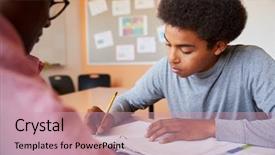  Presentation with high school psychology - PPT theme with high school tutor giving male background and a coral colored foreground