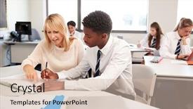  Presentation with high school - PPT theme having high school tutor giving uniformed background and a soft green colored foreground