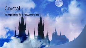  Presentation with czech republic - PPT layouts enhanced with mystical city sunset - czech republic prague silhouette background and a light blue colored foreground