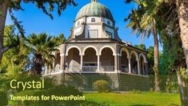  Presentation with pilgrimage - Presentation theme featuring high-shore-of-lake-tiberias background and a tawny brown colored foreground