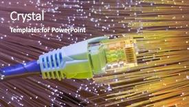  Presentation with isp network cables closeup - Slides featuring powerful - electrician working on power lines background and a sky blue colored foreground