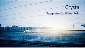  Presentation with train railway - PPT layouts consisting of high speed - speeding train away from railway background and a sky blue colored foreground
