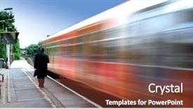  Presentation with high speed railway - Cool new presentation theme with high speed commuter train passing backdrop and a tawny brown colored foreground