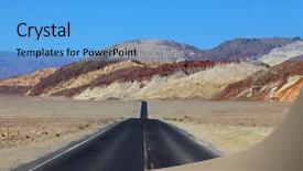  Presentation with death - Audience pleasing presentation consisting of high-speed highway in the desert death valley california backdrop and a light blue colored foreground