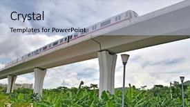  Presentation with rail - Slide deck featuring high-speed rail viaduct background and a light blue colored foreground