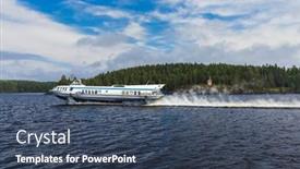  Presentation with ship - Slides consisting of high-speed-ship-on-valaam background and a ocean colored foreground