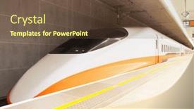  Presentation with train - Colorful PPT theme enhanced with high-speed-train-in-platform backdrop and a tawny brown colored foreground
