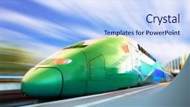  Presentation with maglev train high speed way - PPT theme having high-speed train with motion background and a sky blue colored foreground