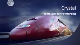  Presentation with train - Colorful presentation theme enhanced with high-speed train with motion backdrop and a navy blue colored foreground