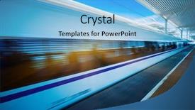  Presentation with high speed railway - PPT theme having high-speed train background and a light blue colored foreground