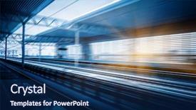  Presentation with high speed railway - Cool new slides with high-speed train backdrop and a navy blue colored foreground