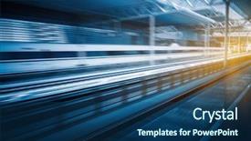  Presentation with high speed railway - Colorful slide deck enhanced with streamline - high-speed train at the railway backdrop and a ocean colored foreground