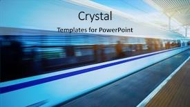  Presentation with high speed railway - Slide deck featuring high-speed train background and a light blue colored foreground