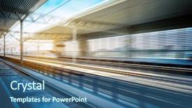  Presentation with high speed railway - Audience pleasing slide deck consisting of streamline - high-speed train at the railway backdrop and a ocean colored foreground