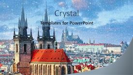  Presentation with church blue - Beautiful slide set featuring high-spires-towers-of-tyn backdrop and a light blue colored foreground