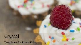  Presentation with chocolate cup cakes - Colorful slides enhanced with high tea - colorful cup cakes backdrop and a coral colored foreground