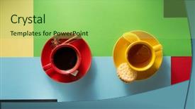  Presentation with high tea - Slide deck consisting of high tea - cup of coffee at colorful background and a seafoam green colored foreground