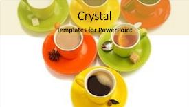  Presentation with coffee beans on a white - Presentation theme consisting of high tea - cup of coffee isolated background and a yellow colored foreground