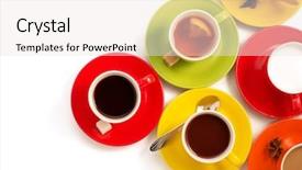  Presentation with high tea - Audience pleasing slide deck consisting of high tea - cup of coffee isolated backdrop and a sky blue colored foreground