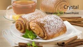  Presentation with sweet pastry - Audience pleasing slides consisting of high tea - rolled sweet pastry backdrop and a  colored foreground