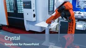  Presentation with industrial machine - Slide deck enhanced with high tech - artificial intelligence machine at industrial background and a ocean colored foreground