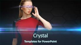  Presentation with futuristic glasses - Colorful presentation enhanced with high tech - business and future technology concept backdrop and a ocean colored foreground