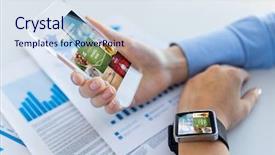  Presentation with smart - Beautiful slide set featuring high tech - close up of hands backdrop and a sky blue colored foreground