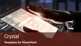  Presentation with high tech - Slide set consisting of high tech - close up of human hands background and a tawny brown colored foreground