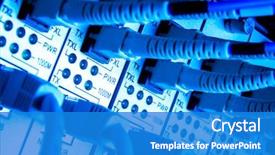  Presentation with cables - Beautiful slide set featuring high tech - close up of network cables backdrop and a teal colored foreground