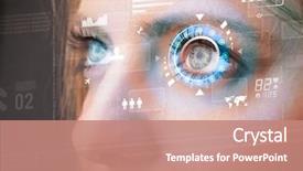  Presentation with high tech technology - Audience pleasing presentation theme consisting of high tech - future woman with cyber technology backdrop and a coral colored foreground