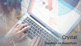  Presentation with bakery - Presentation theme with high tech - hands of woman using laptop background and a light blue colored foreground