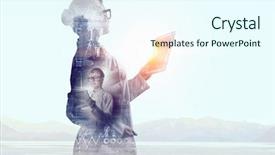  Presentation with tech science - PPT theme consisting of high tech - innovative technologies in science background and a cool aqua colored foreground