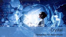  Presentation with tech science - Presentation design having high tech - innovative technologies in science background and a teal colored foreground