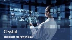  Presentation with tech science - Amazing PPT theme having high tech - innovative technologies in science backdrop and a ocean colored foreground