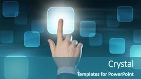  Presentation with choice - Theme enhanced with high tech - man's hand pushing the button background and a ocean colored foreground