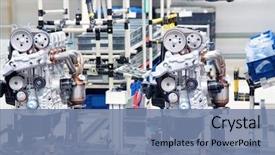  Presentation with car engine - PPT theme consisting of high tech - manufacturing parts for car engine background and a seafoam green colored foreground