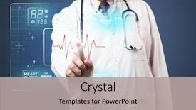  Presentation with aged - Colorful presentation theme enhanced with high tech - middle aged doctor standing backdrop and a light gray colored foreground