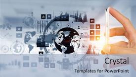  Presentation with mobile network - Slide set with high tech - network with his mobile phone background and a light blue colored foreground