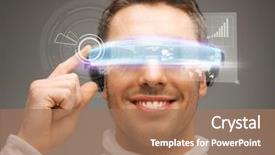  Presentation with handsome - Colorful slide set enhanced with high tech - picture of handsome businessman backdrop and a coral colored foreground