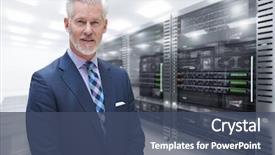  Presentation with horse racing portrait - PPT theme with high tech - portrait of senior businessman background and a ocean colored foreground