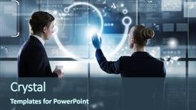  Presentation with high tech - Amazing slides having high tech - rear view of businessman backdrop and a ocean colored foreground