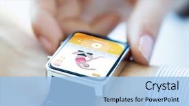  Presentation with woman sport - Audience pleasing theme consisting of high tech - sport fitness technology and people backdrop and a light blue colored foreground